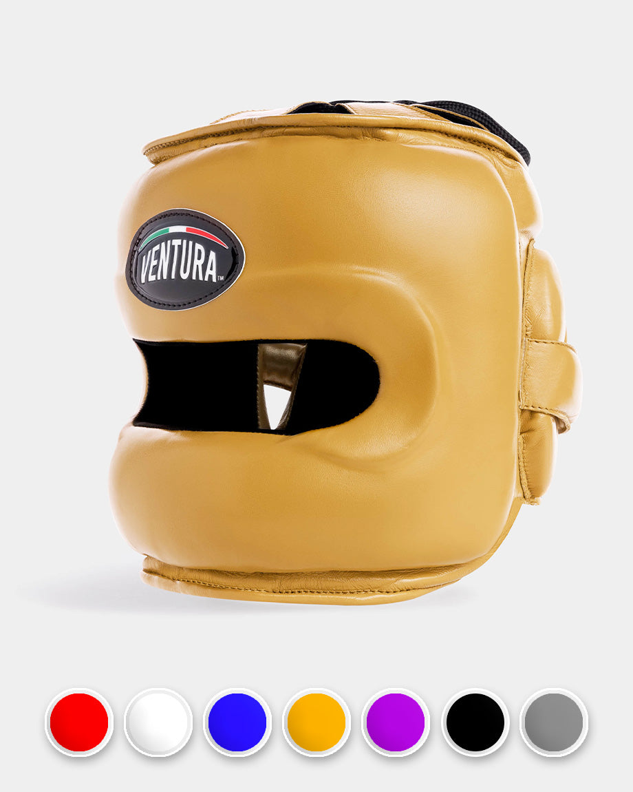 Casco da boxe facebar in vera pelle