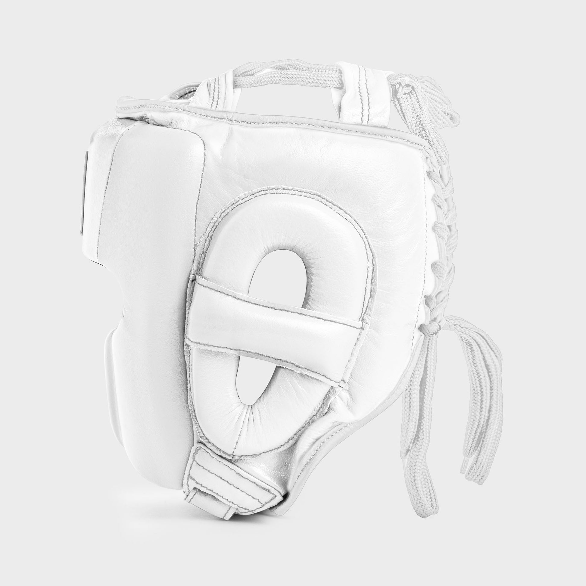 GENUINE LEATHER BOXING GLOVES AND HEADGEAR - WHITE