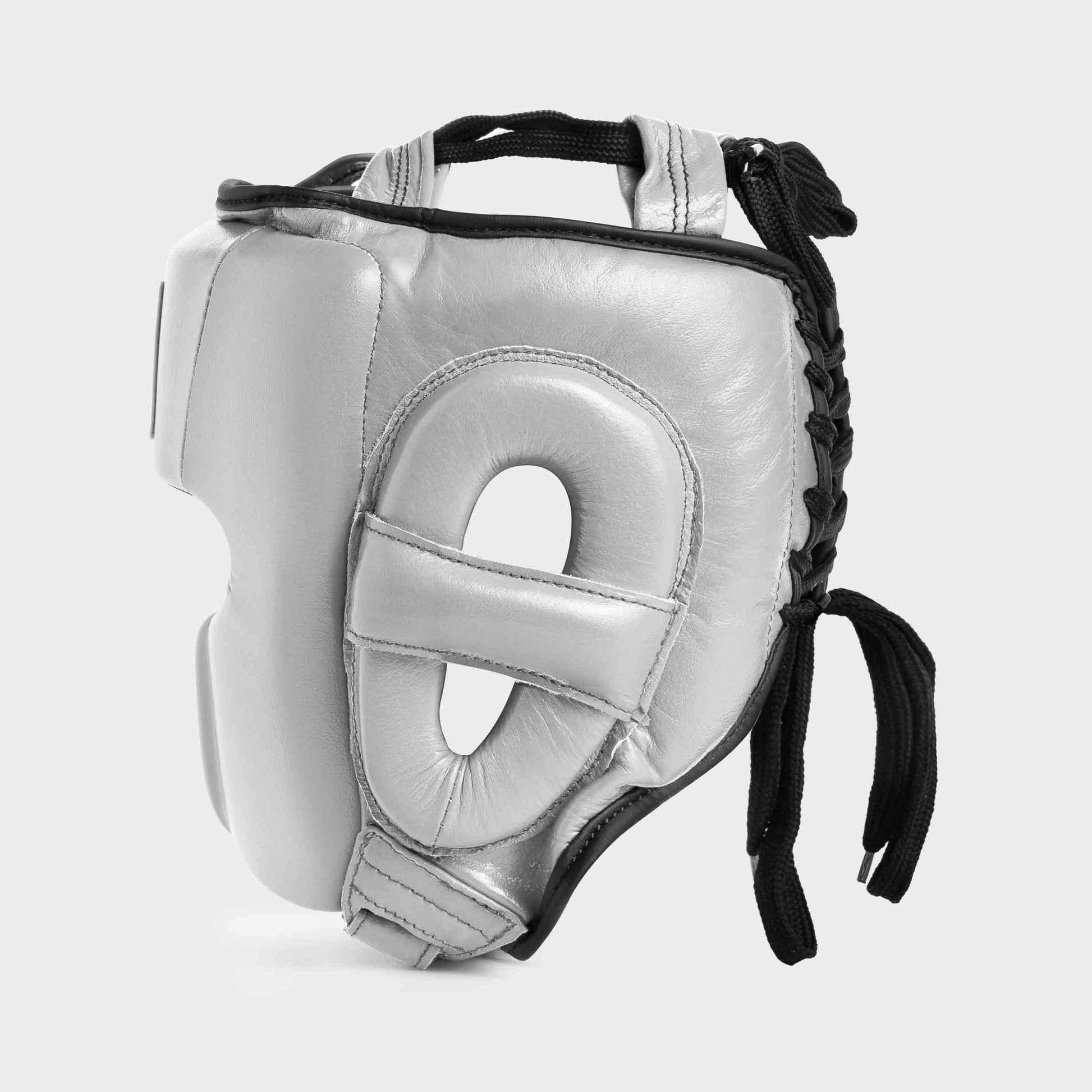 GENUINE LEATHER BOXING HEADGEAR - SILVER