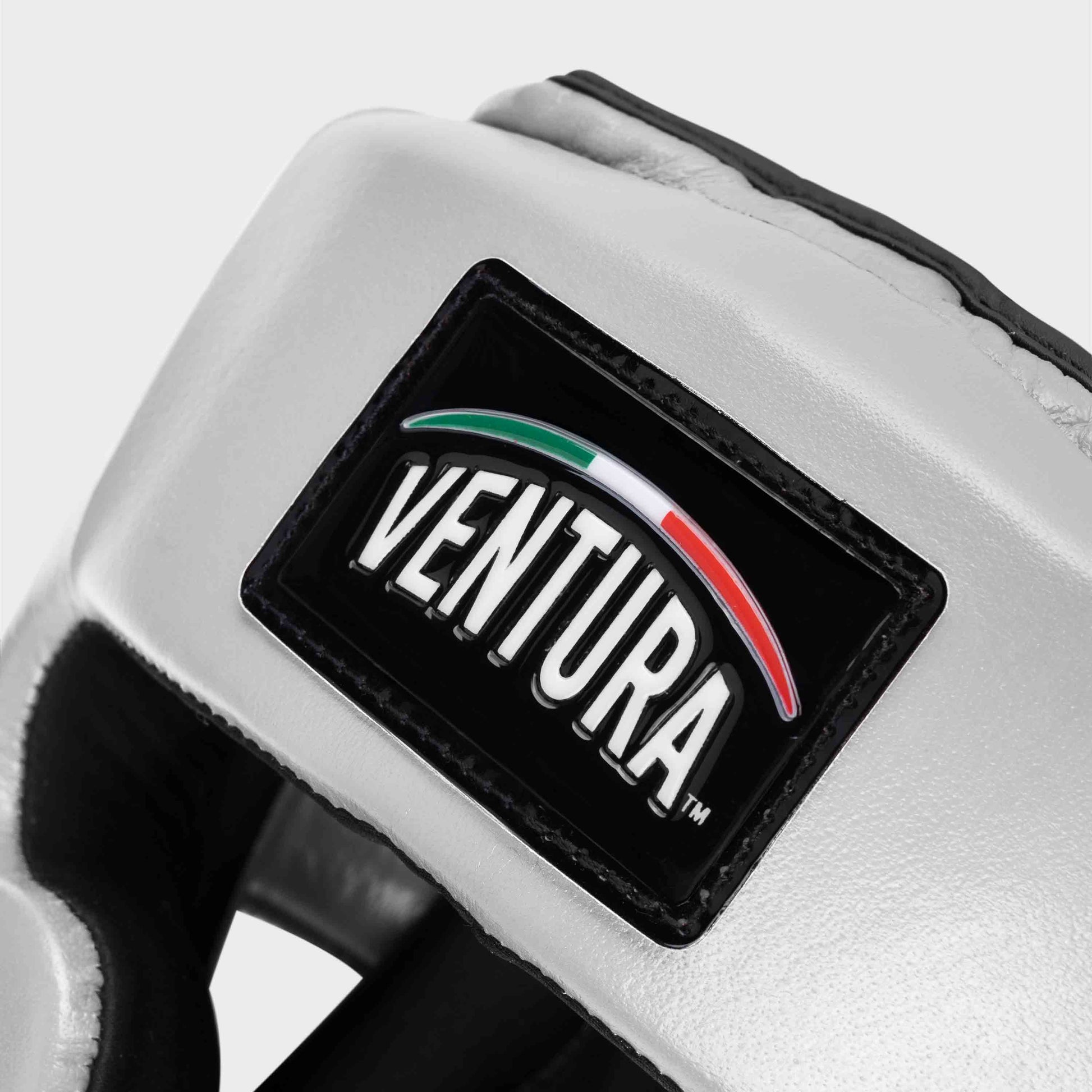 GENUINE LEATHER BOXING HEADGEAR - SILVER