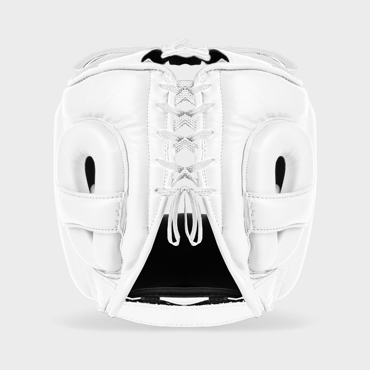 CASCO DE BOXEO CON BARRA FACIAL DE CUERO GENUINO - BLANCO