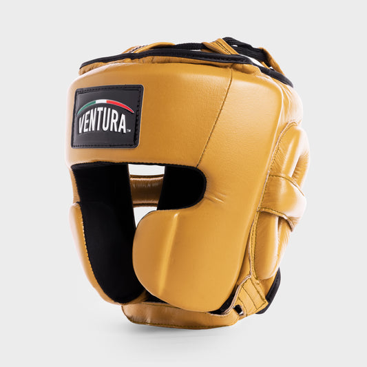 CASQUE DE BOXE EN CUIR VÉRITABLE - OR