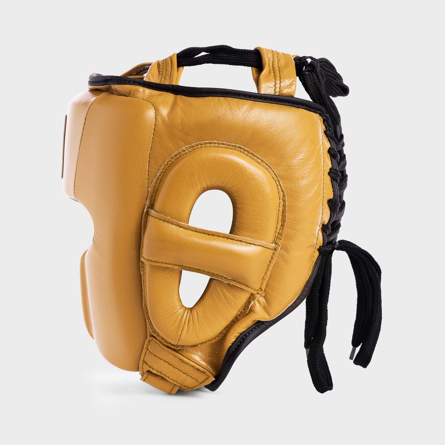 GENUINE LEATHER BOXING GLOVES AND HEADGEAR WITH GROIN GUARD - GOLD