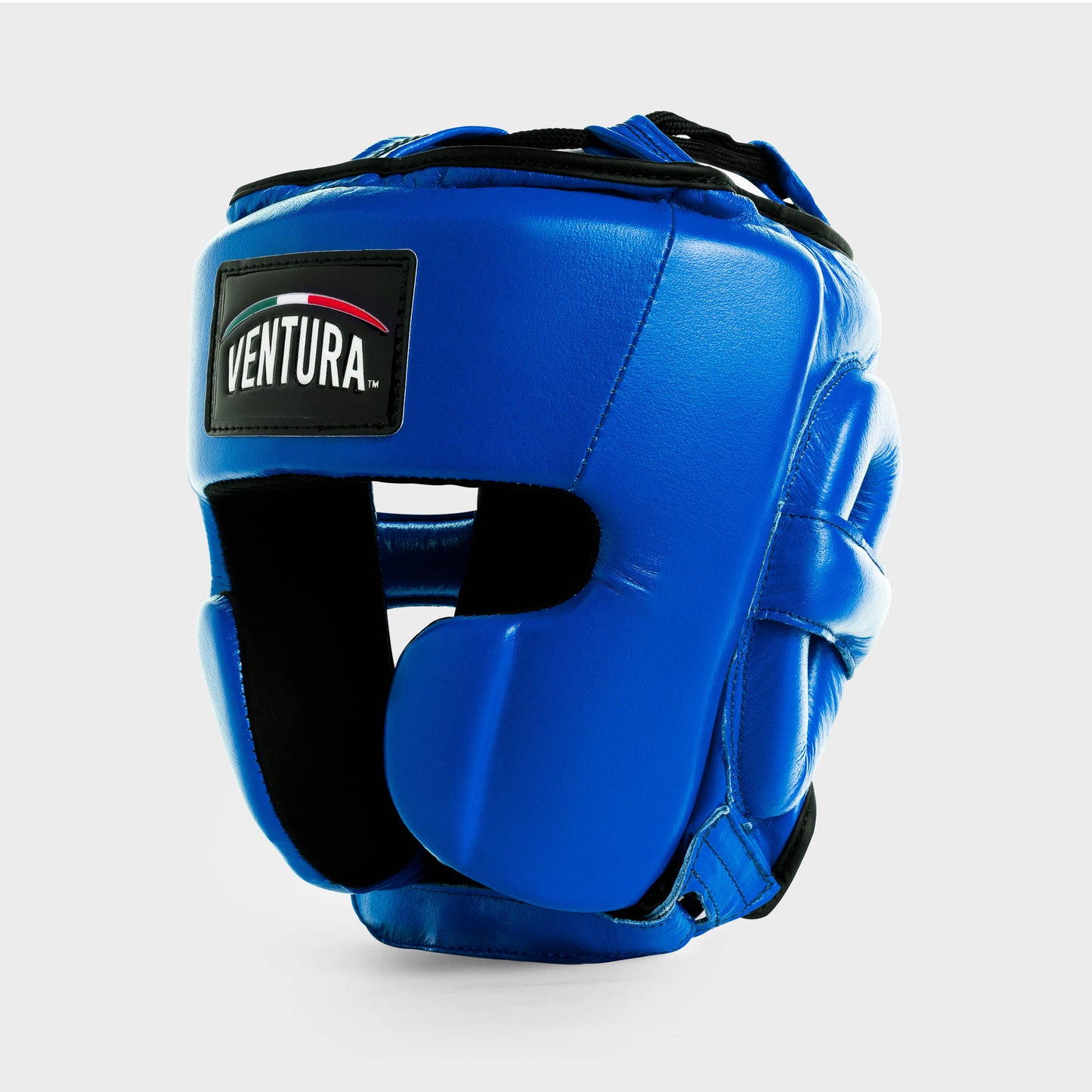 GENUINE LEATHER BOXING GLOVES AND HEADGEAR - BLUE