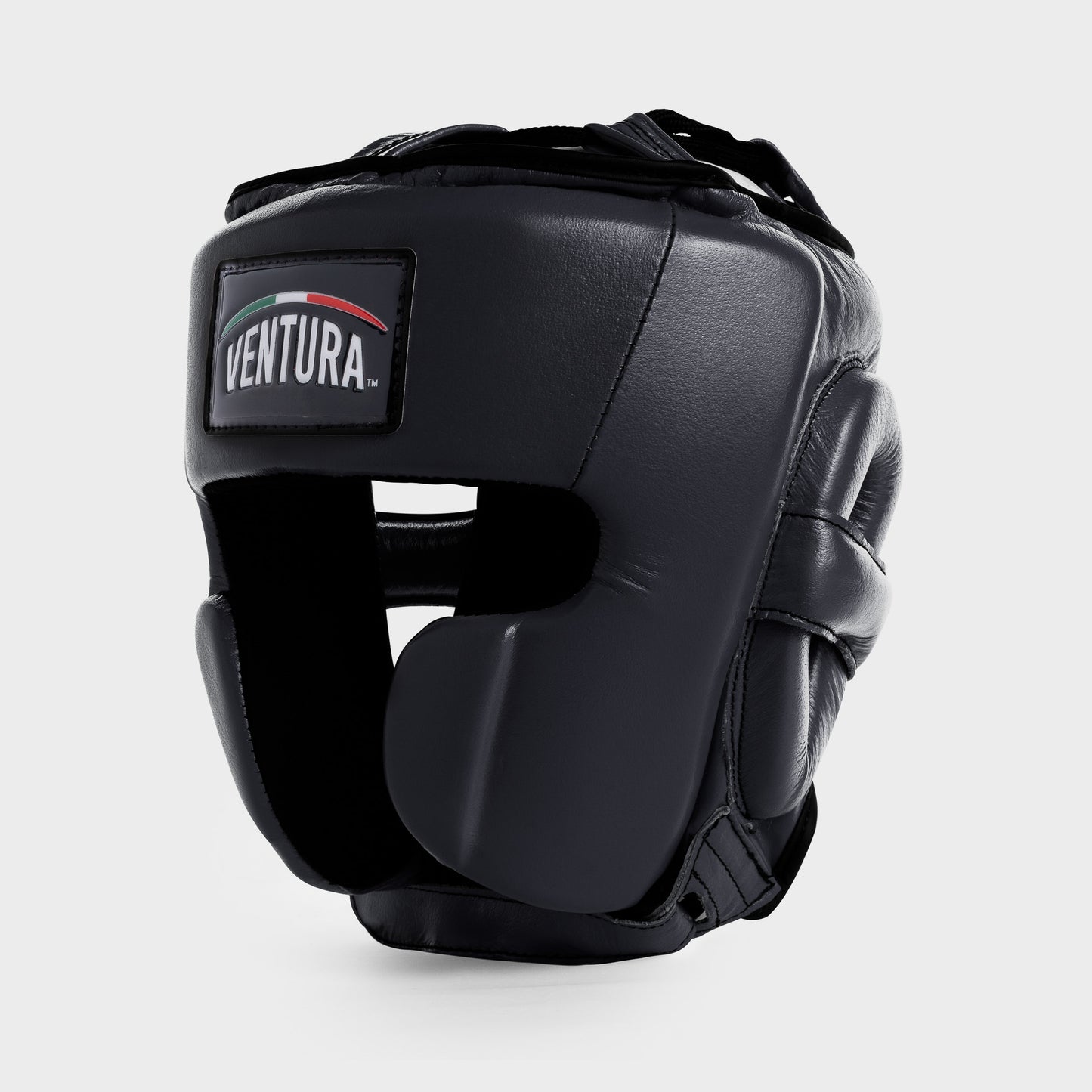 GENUINE LEATHER BOXING HEADGEAR - BLACK