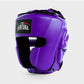 GENUINE LEATHER BOXING GLOVES AND HEADGEAR WITH SHIN GUARDS - PURPLE