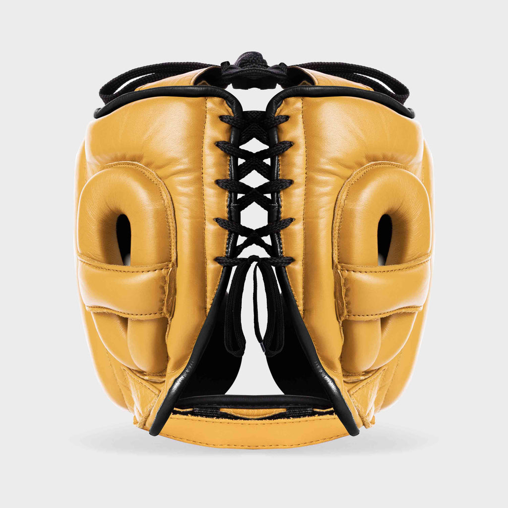 CASCO DE BOXEO DE CUERO GENUINO -  DORADO