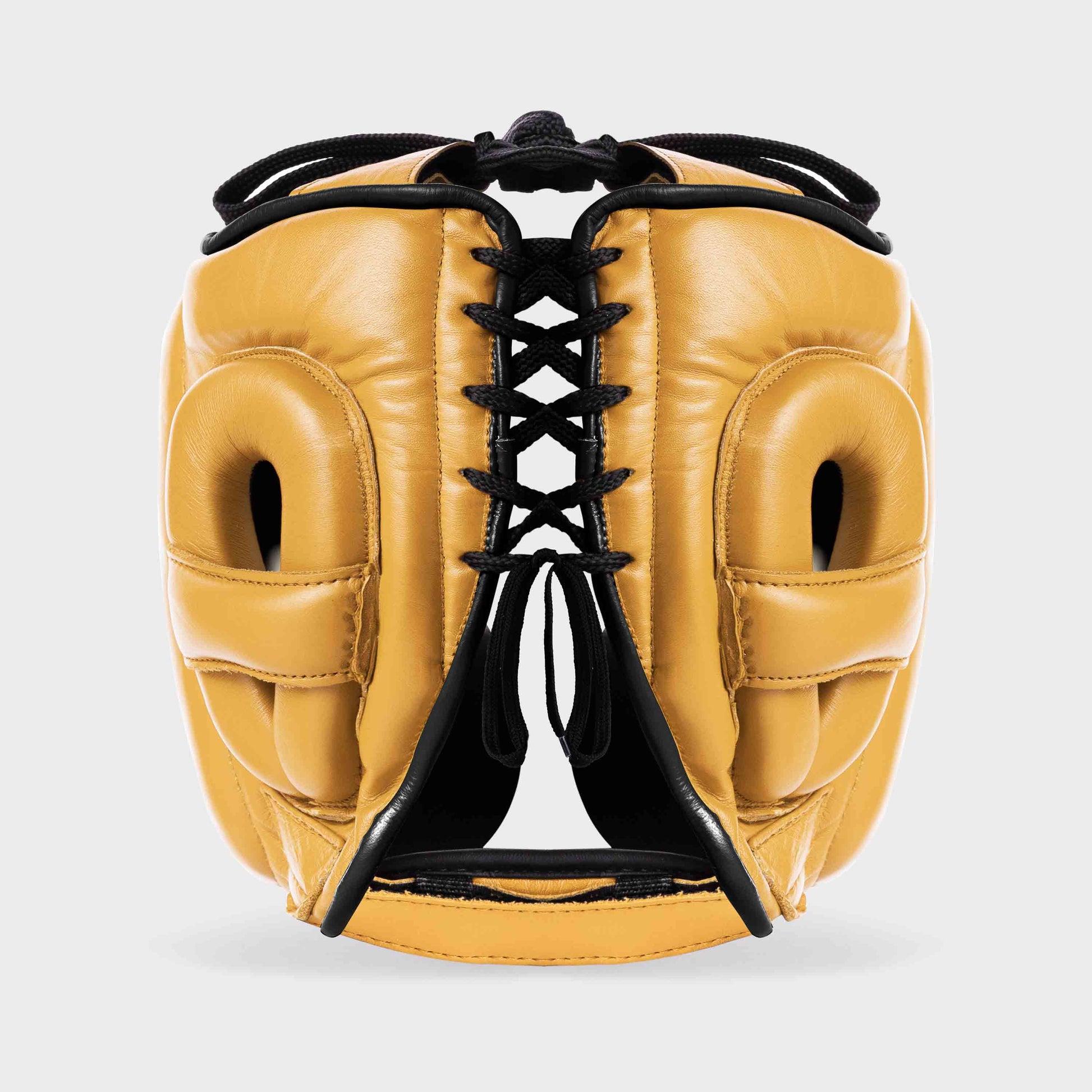GENUINE LEATHER BOXING GLOVES AND HEADGEAR - GOLD