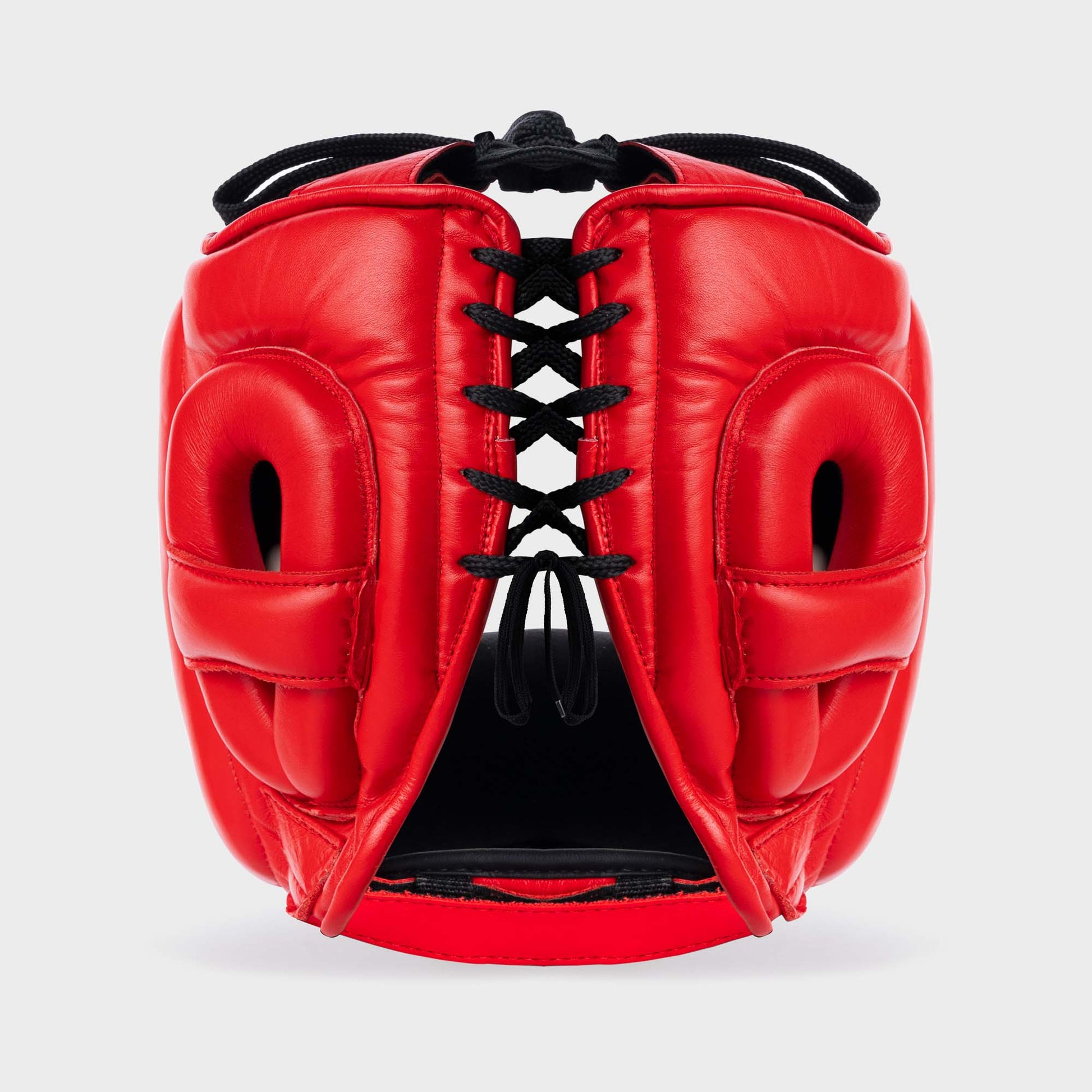 GENUINE LEATHER BOXING FACE BAR HEADGEAR  - RED
