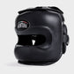 GENUINE LEATHER BOXING GLOVES AND FACE BAR HEADGEAR WITH GROIN GUARD - BLACK