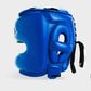 CASQUE DE BOXE AVEC BARRE FACIALE EN CUIR VÉRITABLE - BLEU