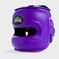 GENUINE LEATHER BOXING GLOVES AND FACE BAR HEADGEAR - PURPLE