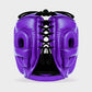 GENUINE LEATHER BOXING GLOVES AND FACE BAR HEADGEAR - PURPLE