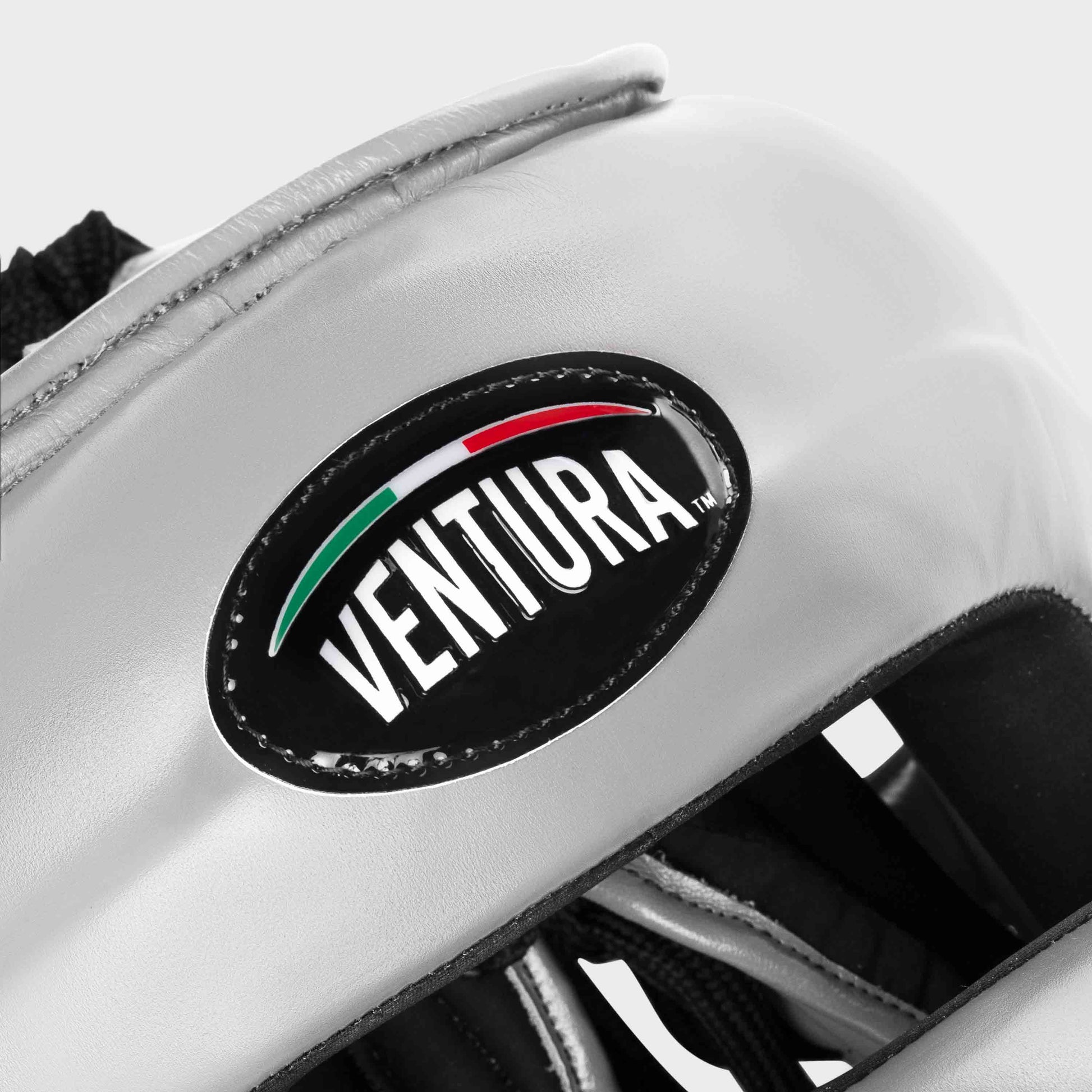 CASQUE DE BOXE AVEC BARRE FACIALE EN CUIR VÉRITABLE - GRIS