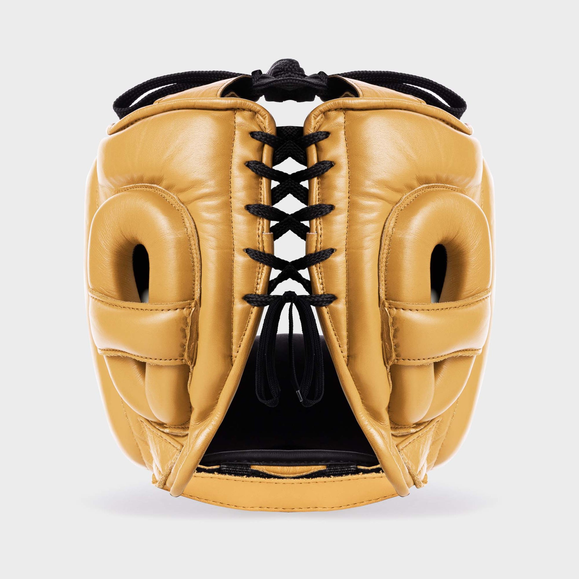 GENUINE LEATHER BOXING FACE BAR HEADGEAR - GOLD