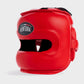 CASCHETTO BOXE FACEBAR CON BARRA PROTEZIONE IN VERA PELLE - ROSSO