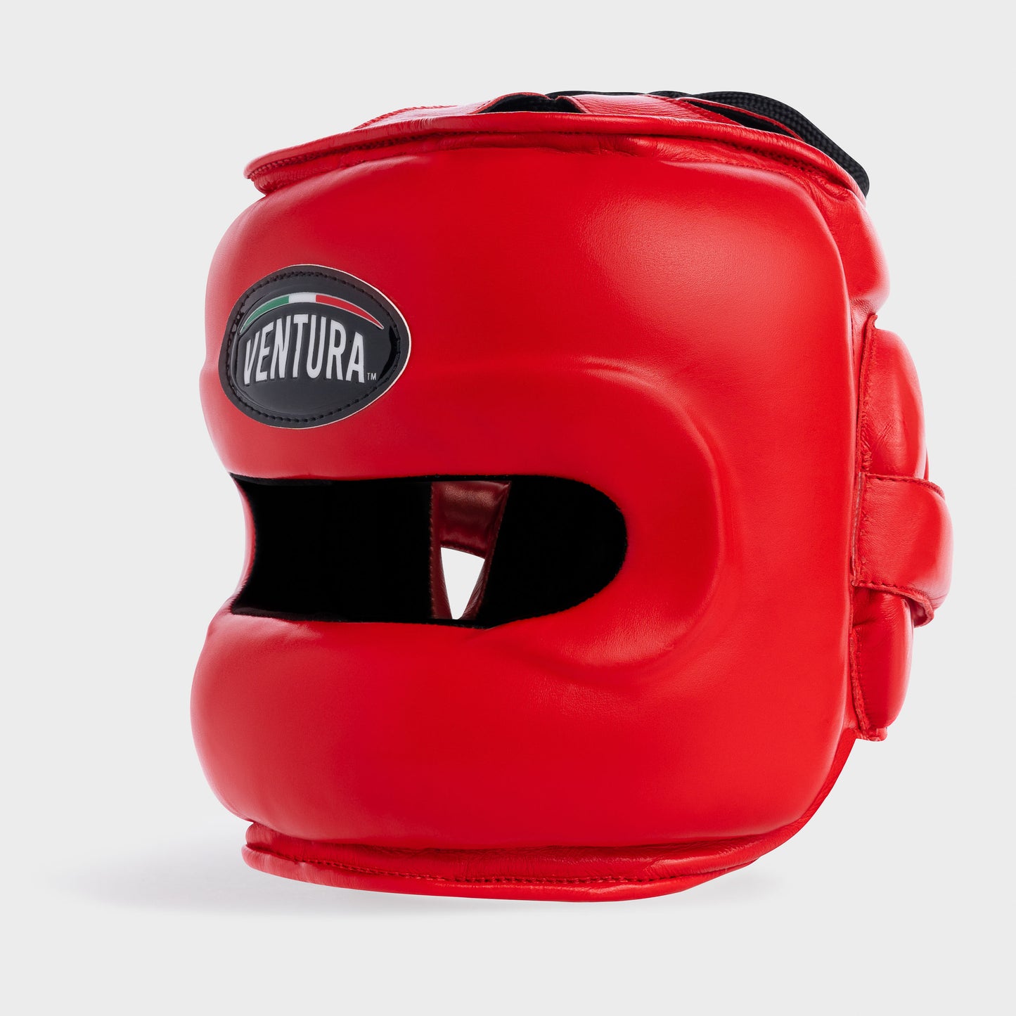 BOXHELM MIT FRONTBÜGEL AUS ECHTEM LEDER - ROT