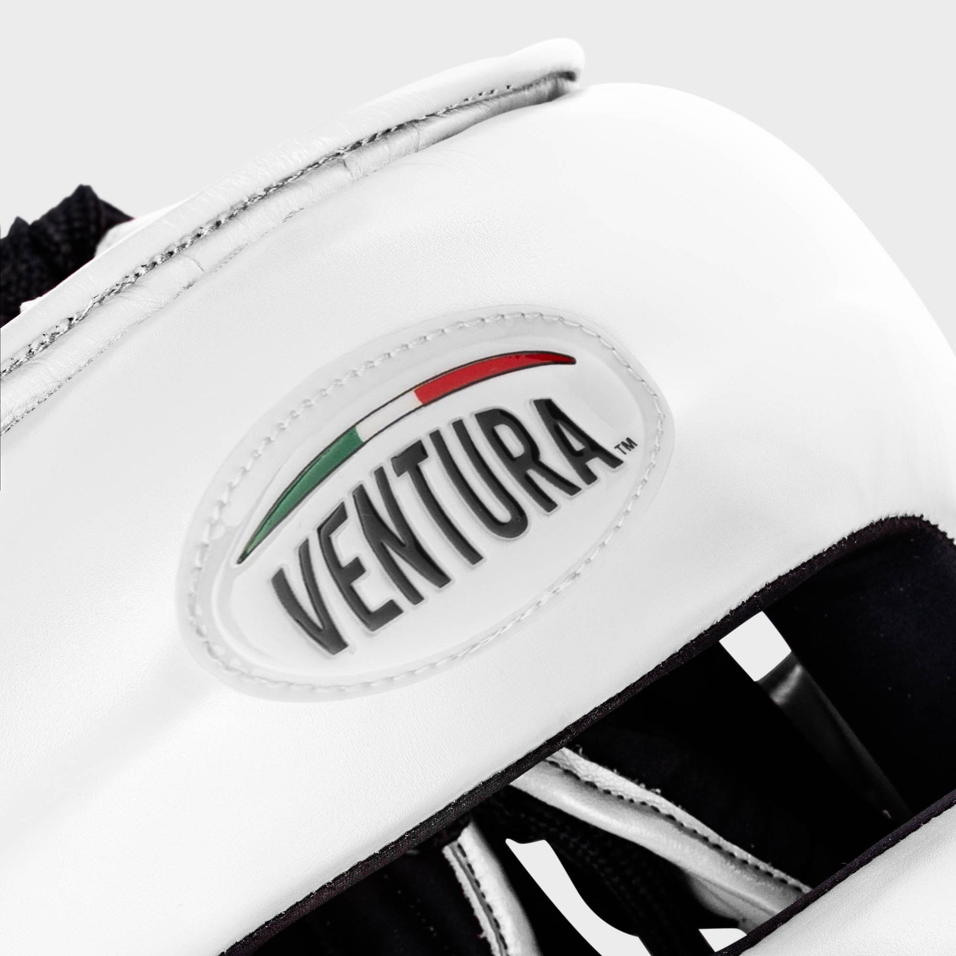 CASCHETTO BOXE FACEBAR CON BARRA DI PROTEZIONE IN VERA PELLE - BIANCO