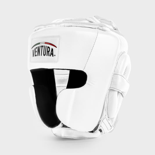 GENUINE LEATHER BOXING HEADGEAR - WHITE