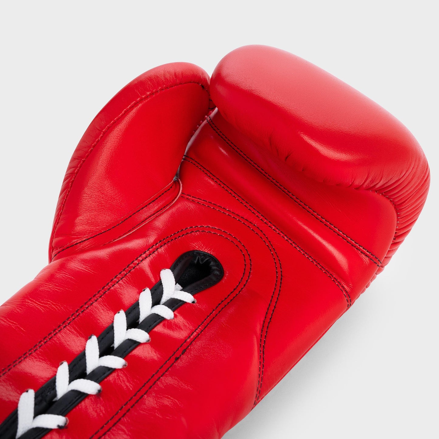 REAL LEATHER LACE UP BOXING GLOVES - RED