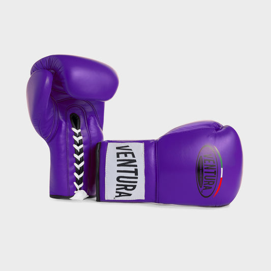 REAL LEATHER LACE UP BOXING GLOVES - PURPLE