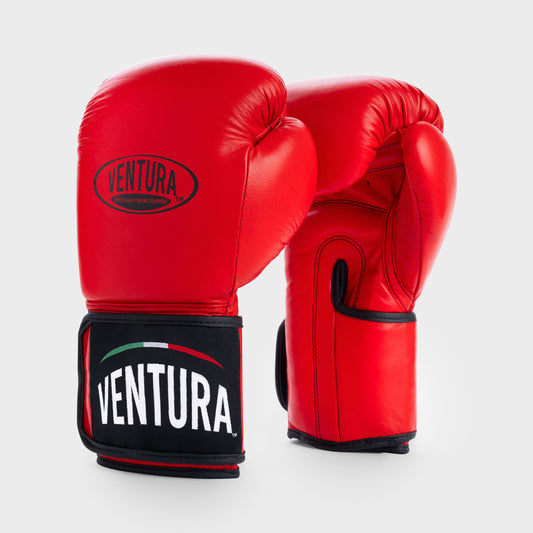 GUANTES DE BOXEO DE CUERO GENUINO - ROJO