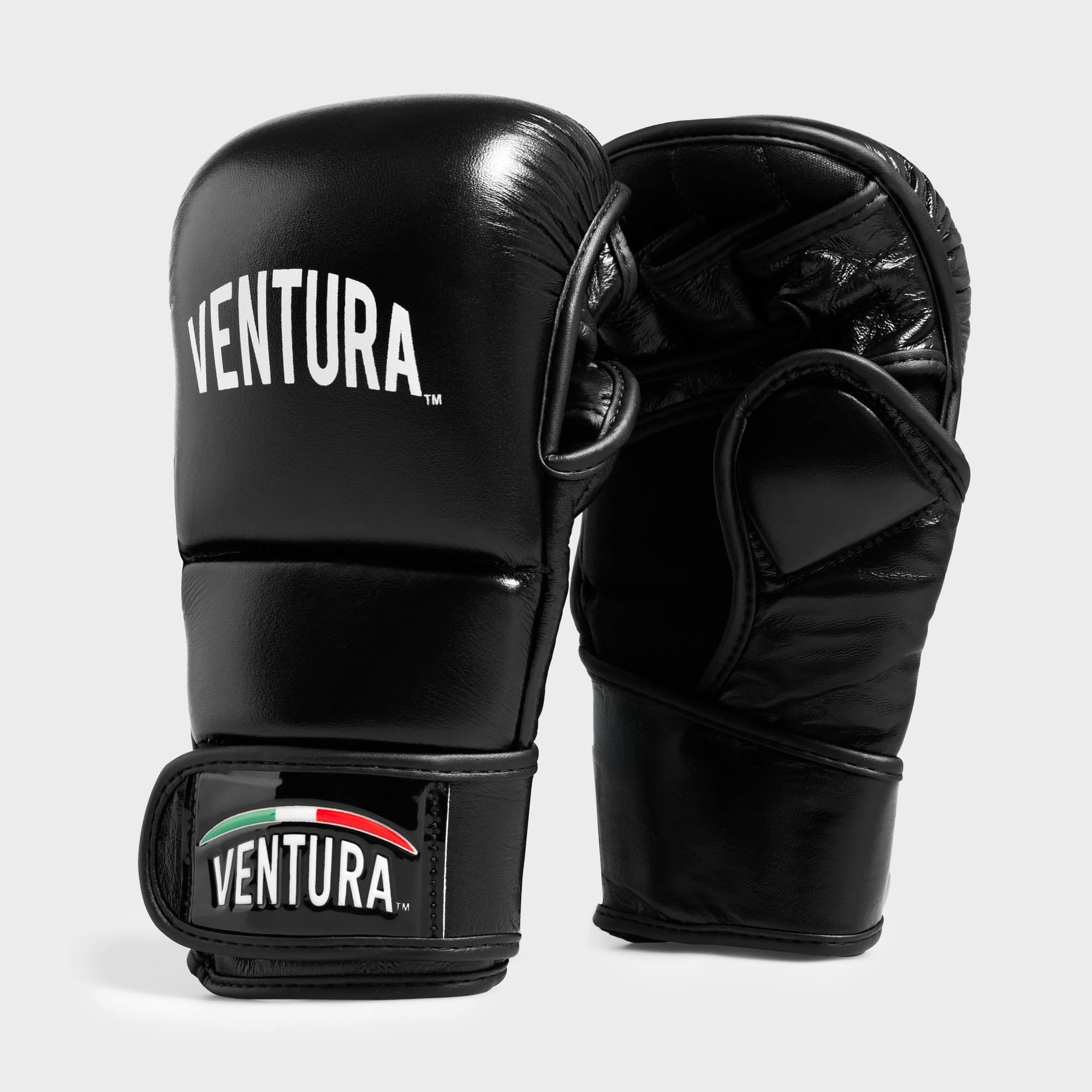 Genuine leather 7 oz MMA gloves for sparring - black