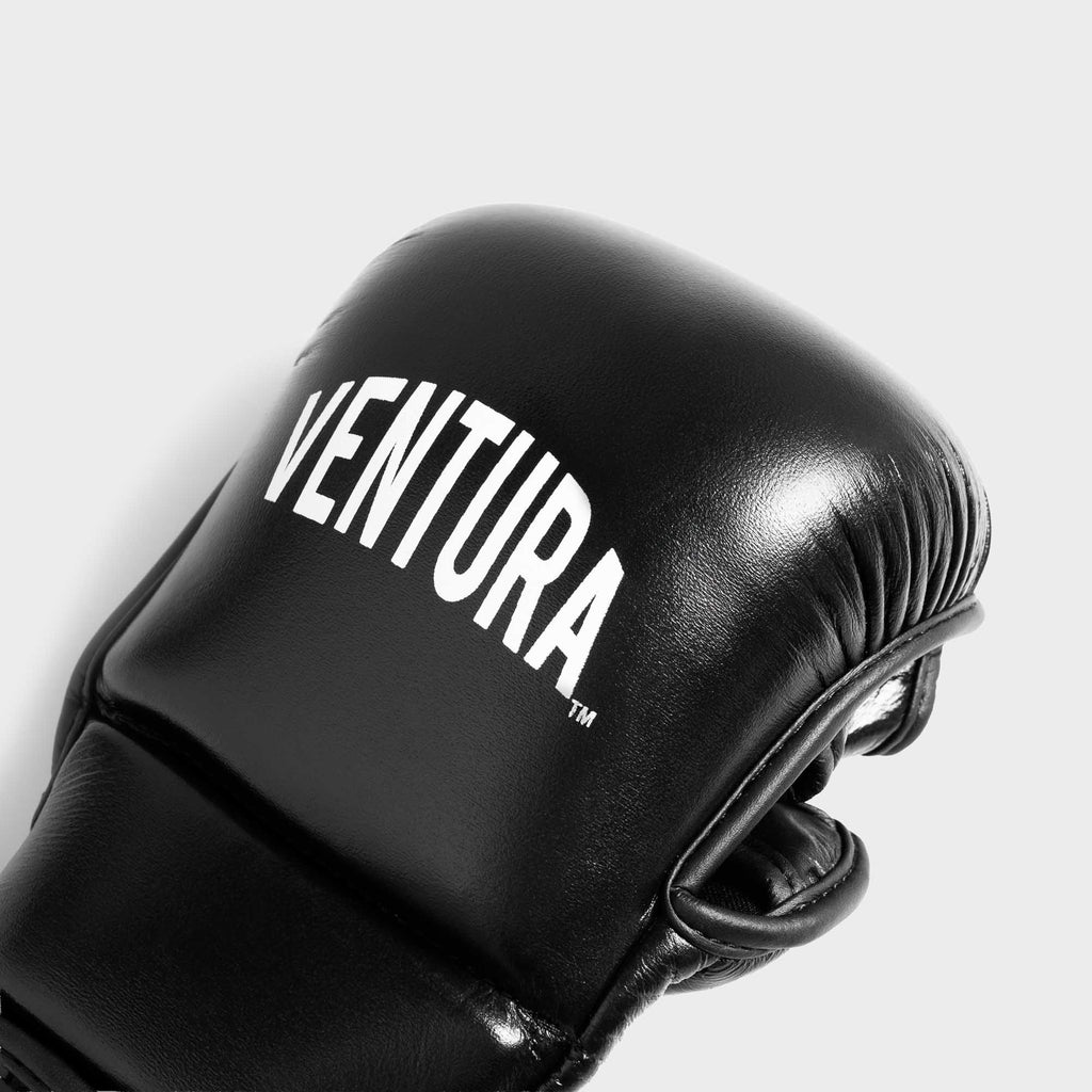 MMA HANDSCHUHE 7 OZ AUS ECHTEM LEDER FÜR SPARRING - SCHWARZ