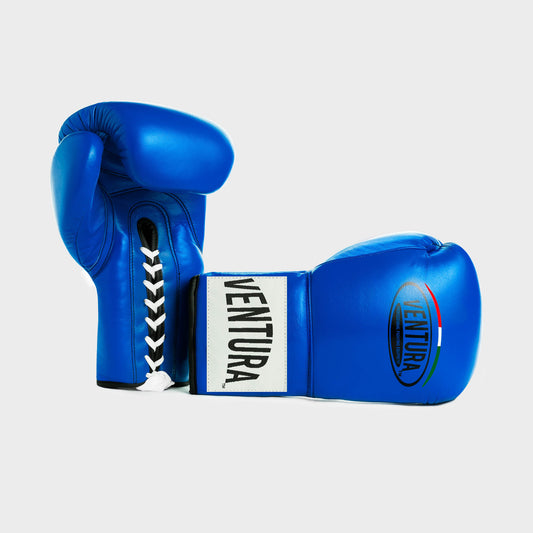 REAL LEATHER LACE UP BOXING GLOVES - BLUE