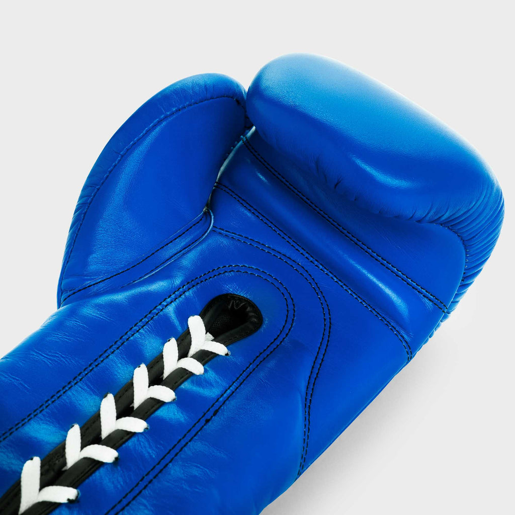 GUANTES DE BOXEO CON CORDONES DE CUERO GENUINO - AZUL