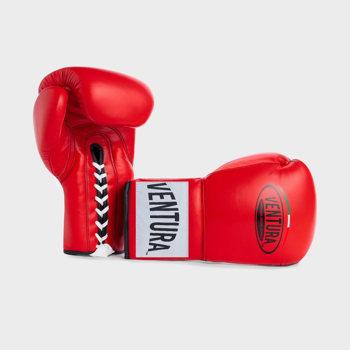 GUANTES DE BOXEO CON CORDONES DE CUERO GENUINO - ROJO