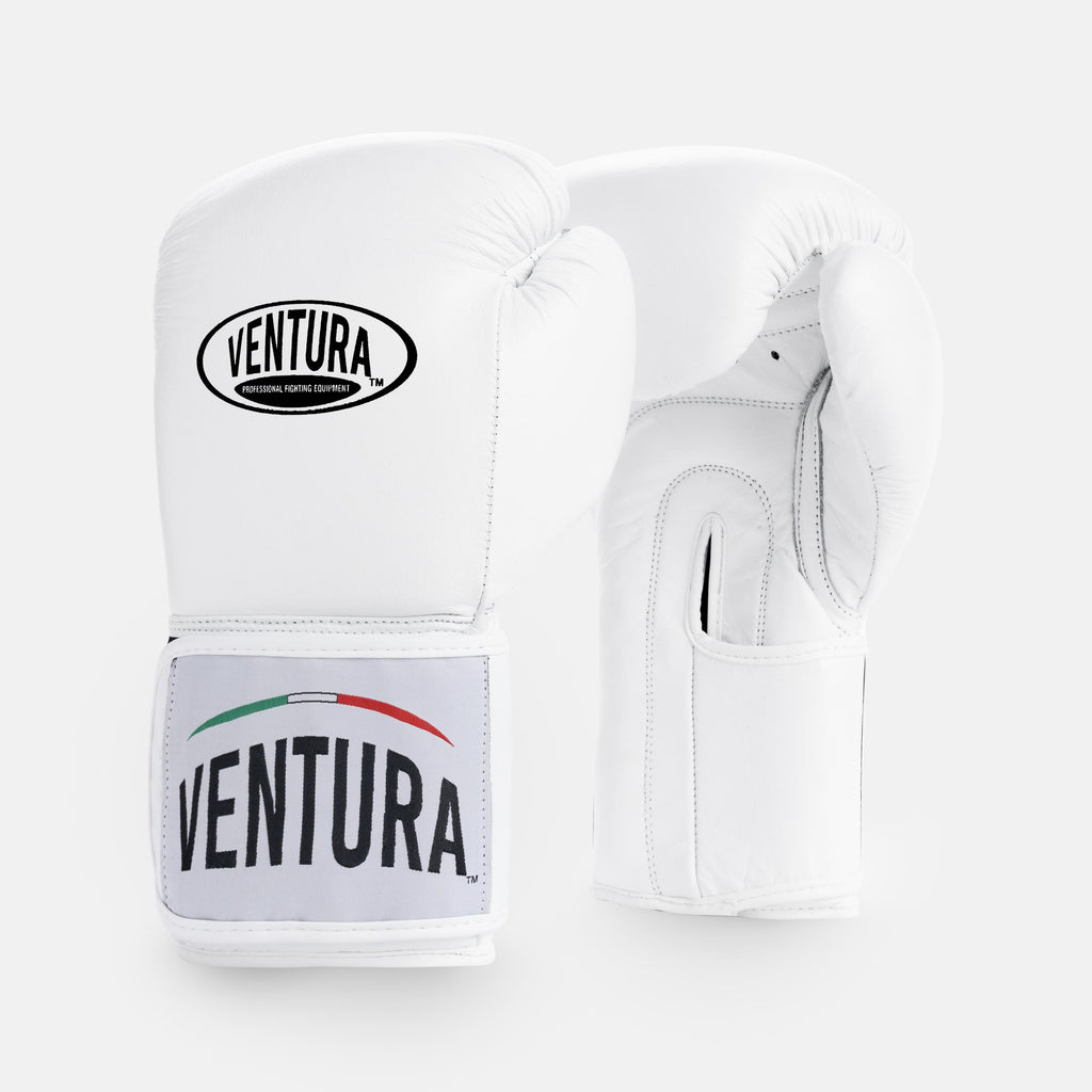 GENUINE LEATHER BOXING GLOVES AND HEADGEAR WITH GROIN GUARD - WHITE