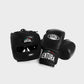 GENUINE LEATHER BOXING GLOVES AND FACE BAR HEADGEAR - BLACK