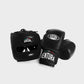 BOXHANDSCHUHE UND KOPFSCHUTZ MIT FRONTBÜGEL AUS ECHTEM LEDER - SCHWARZ