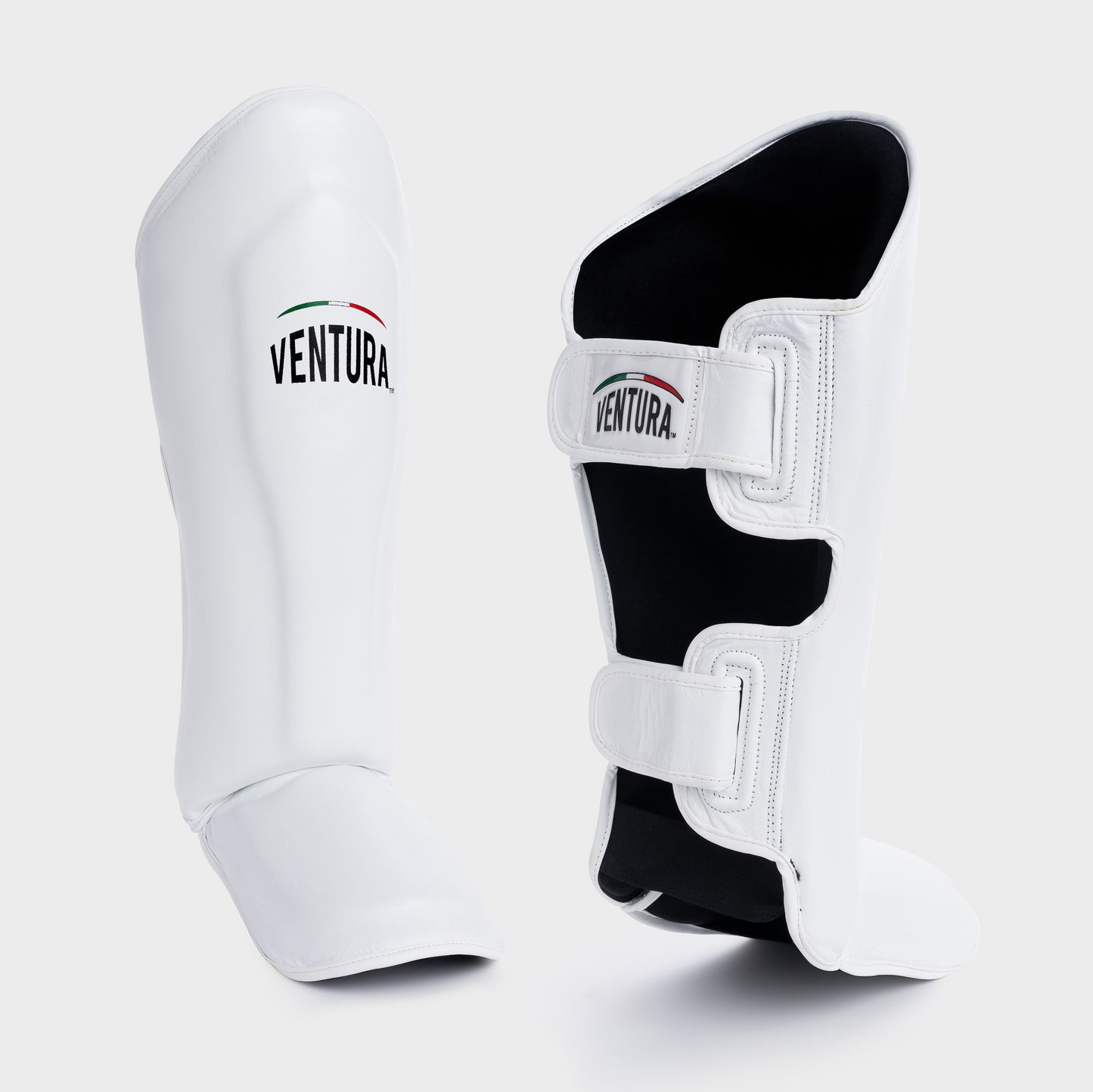 GENUINE LEATHER BOXING GLOVES AND HEADGEAR WITH SHIN GUARDS - WHITE