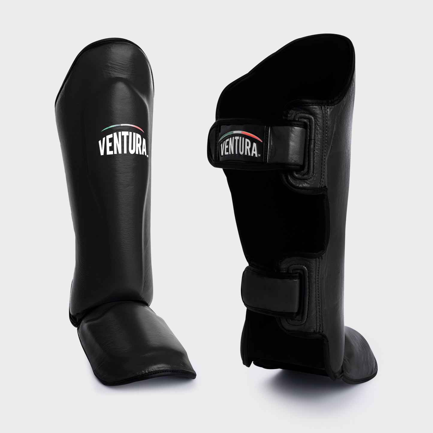 GENUINE LEATHER BOXING GLOVES AND HEADGEAR WITH SHIN GUARDS - BLACK