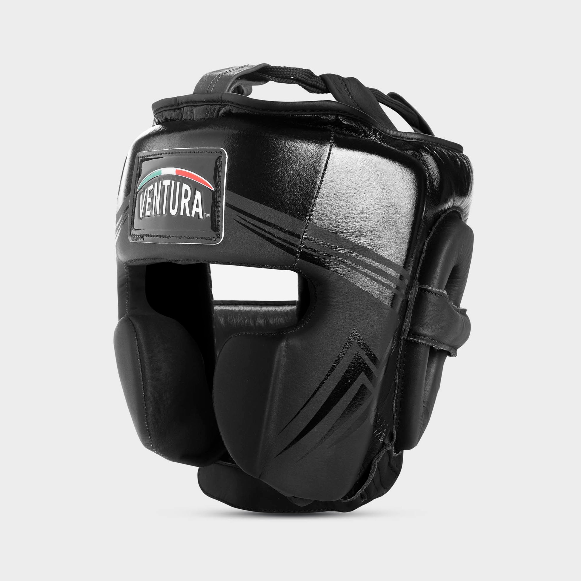 Caschetto da boxe parazigomi in vera pelle - arrow, nero opaco/nero lucido
