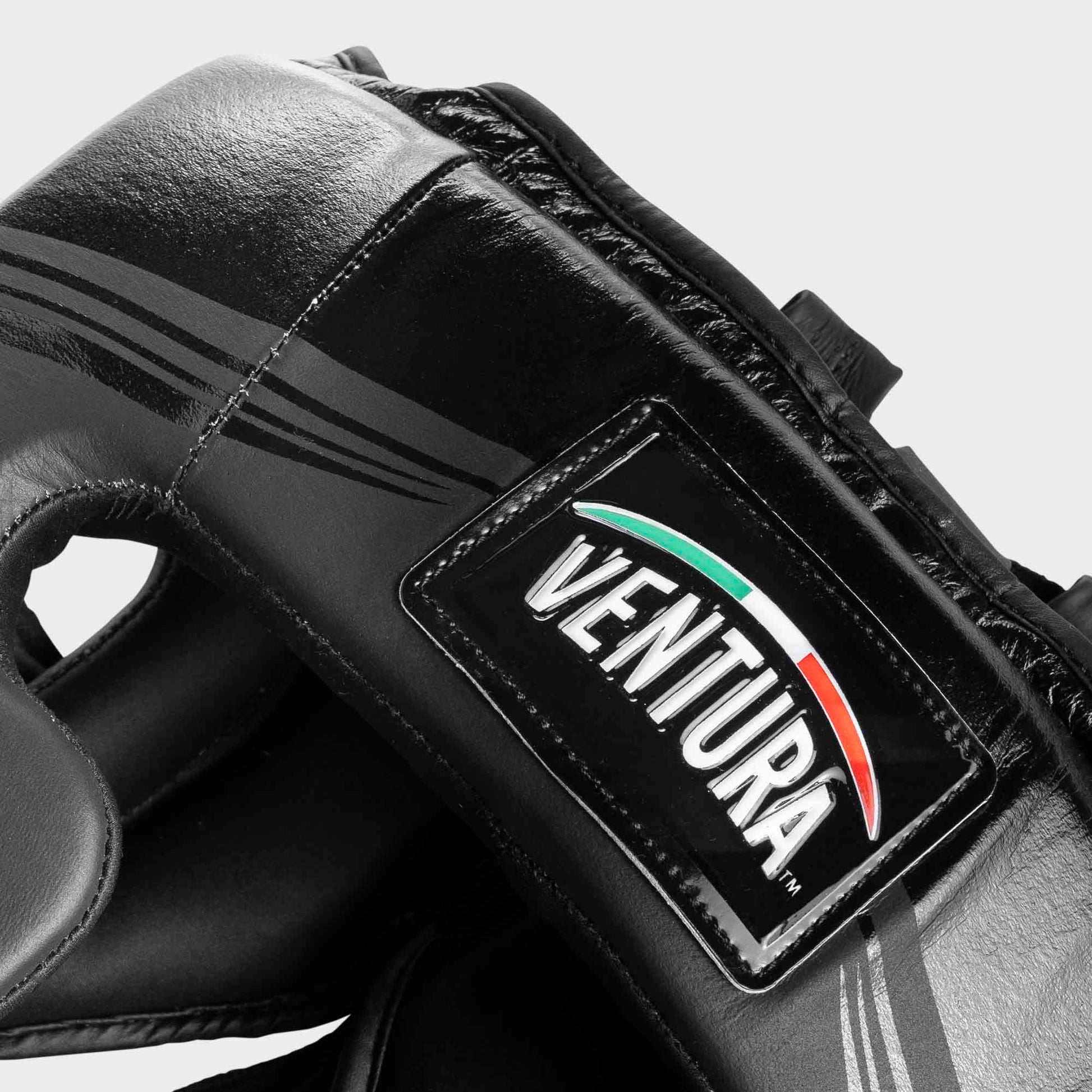 Caschetto da boxe parazigomi in vera pelle - arrow, nero opaco/nero lucido