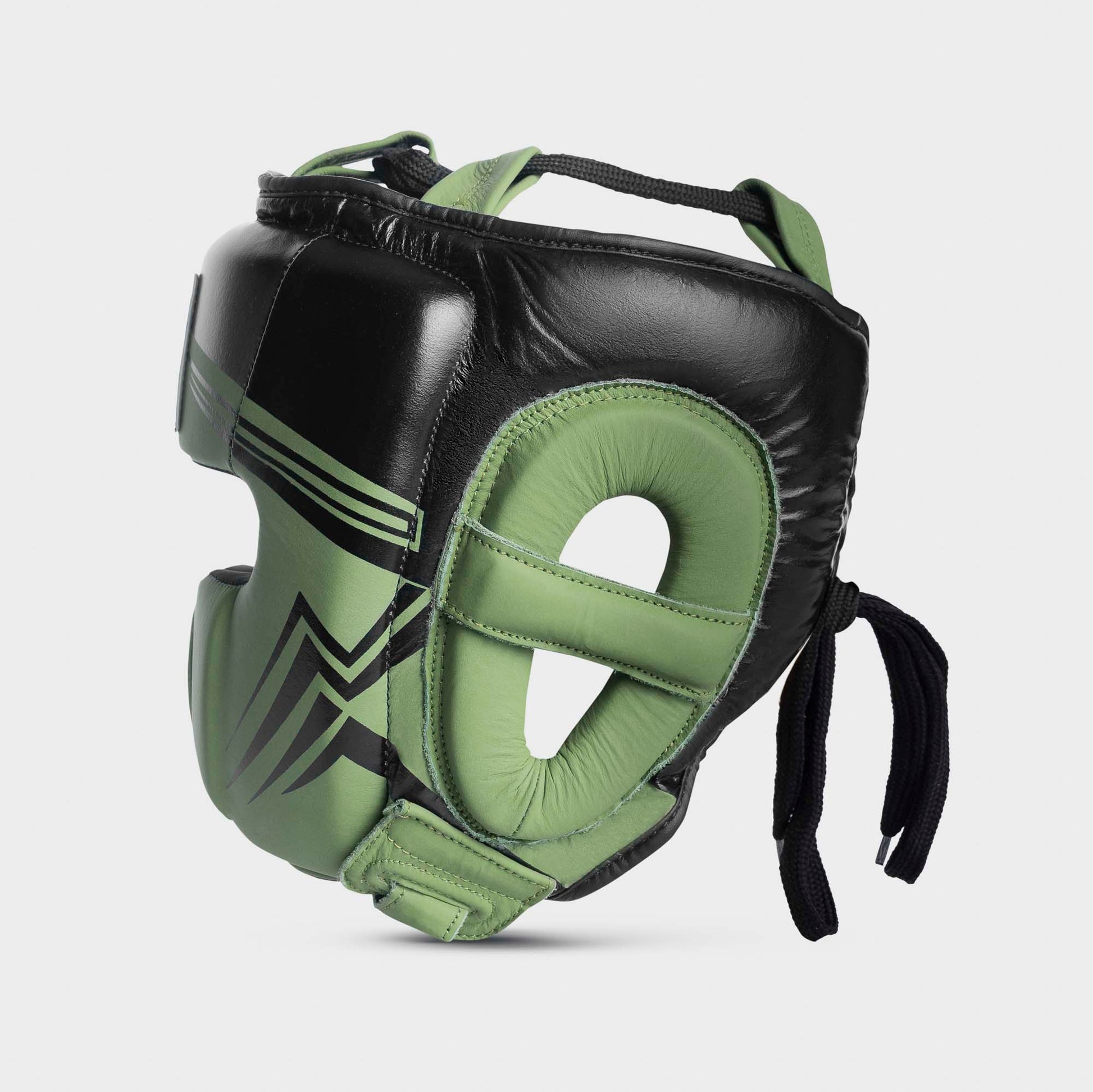 Caschetto da boxe parazigomi in vera pelle - arrow, nero/verde opaco