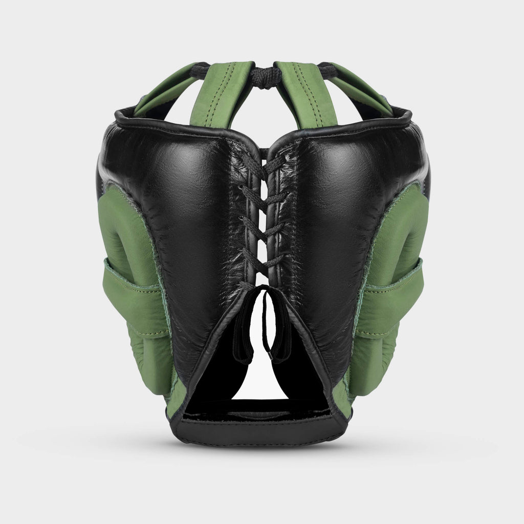 Caschetto da boxe parazigomi in vera pelle - arrow, nero/verde opaco