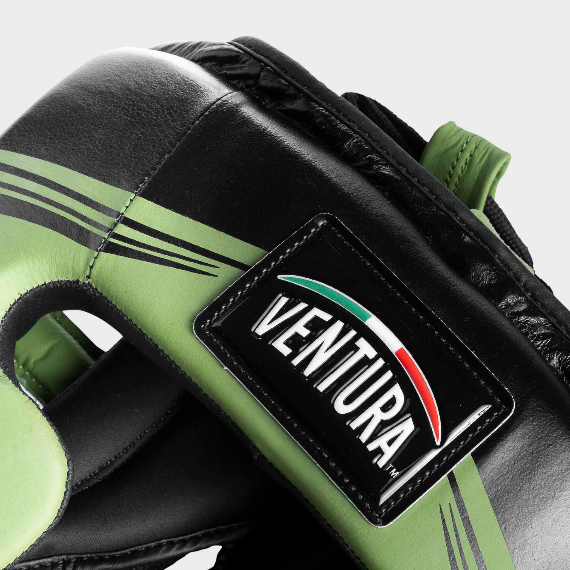 Caschetto da boxe parazigomi in vera pelle - arrow, nero/verde opaco