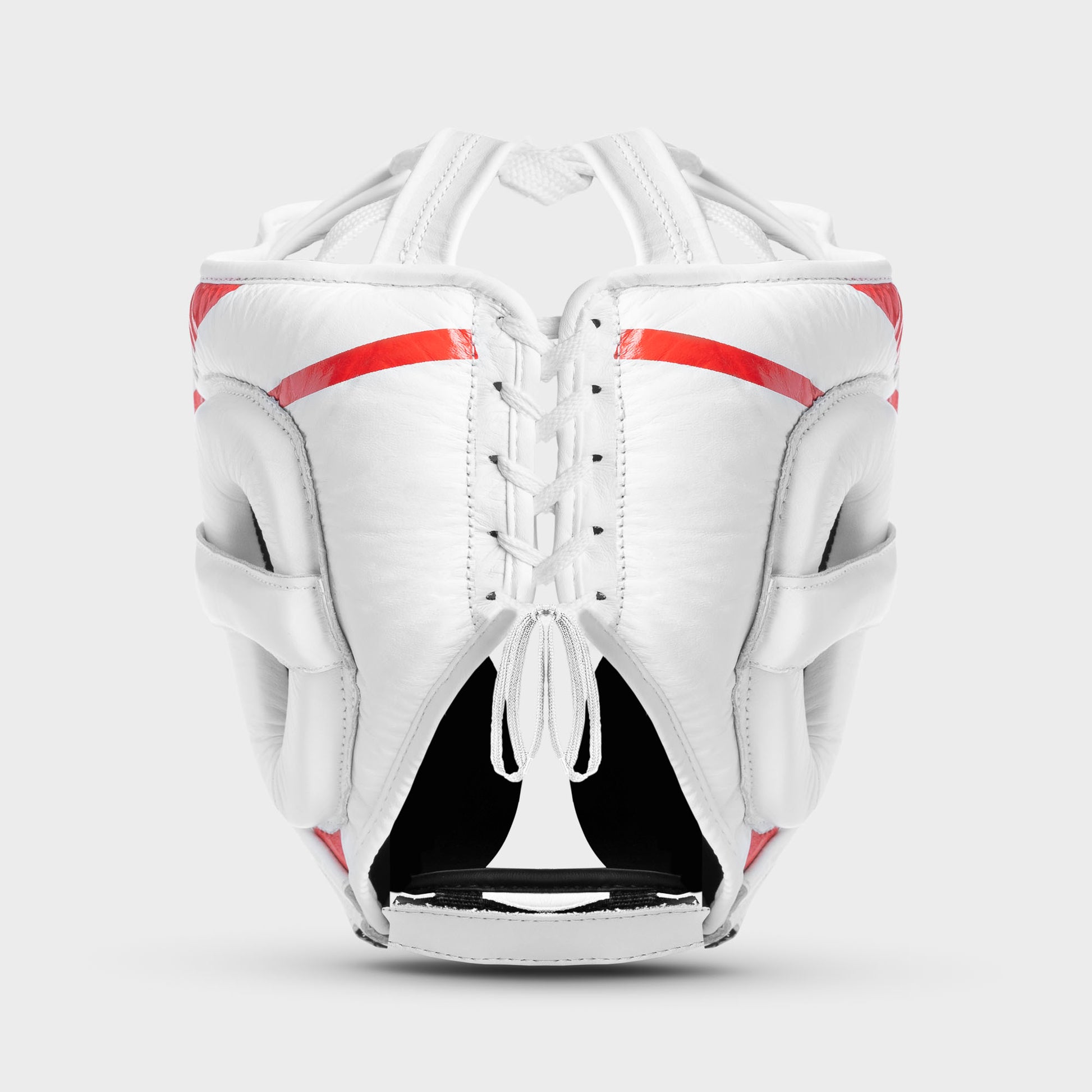 Caschetto da boxe parazigomi in vera pelle - spikes, bianco/rosso