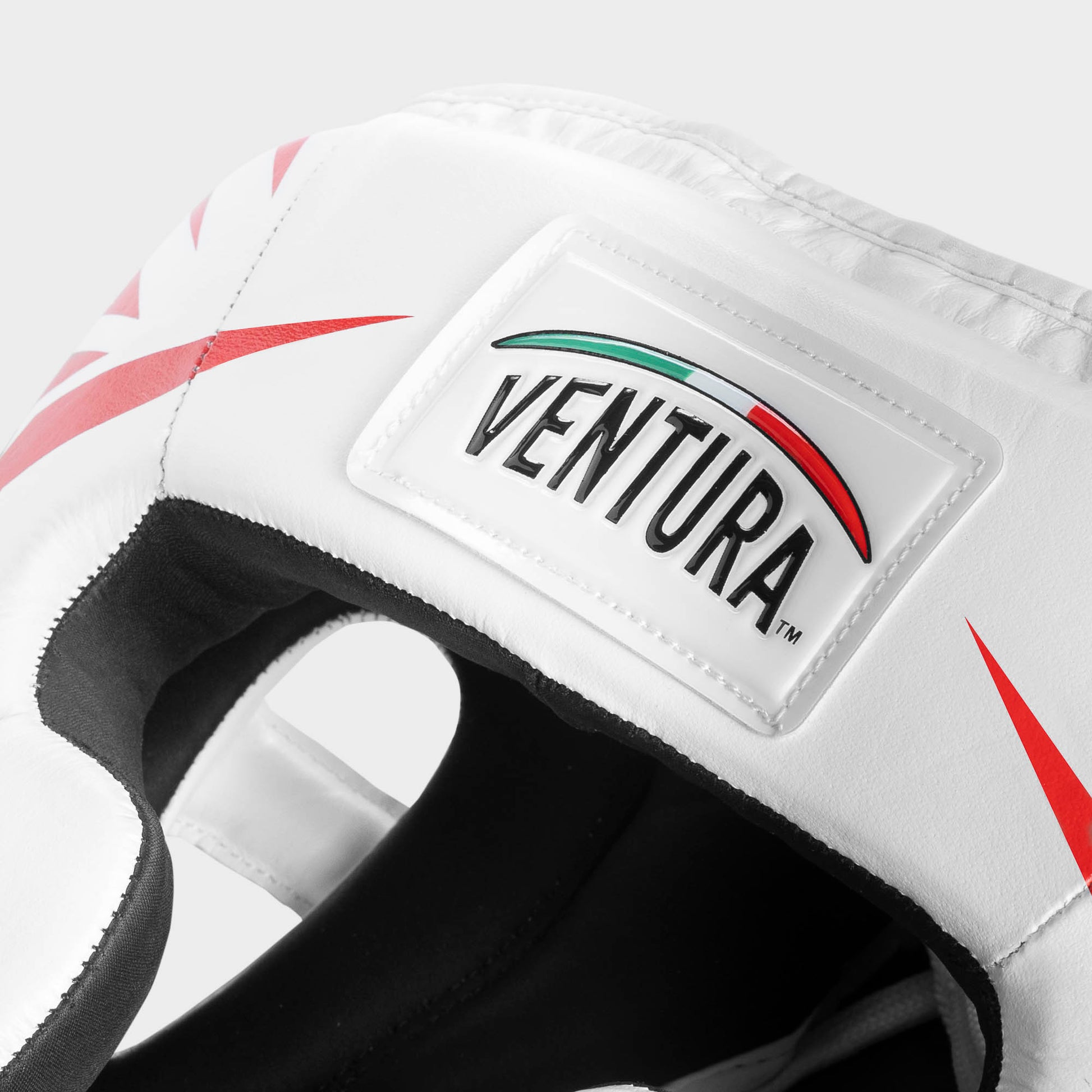 Caschetto da boxe parazigomi in vera pelle - spikes, bianco/rosso