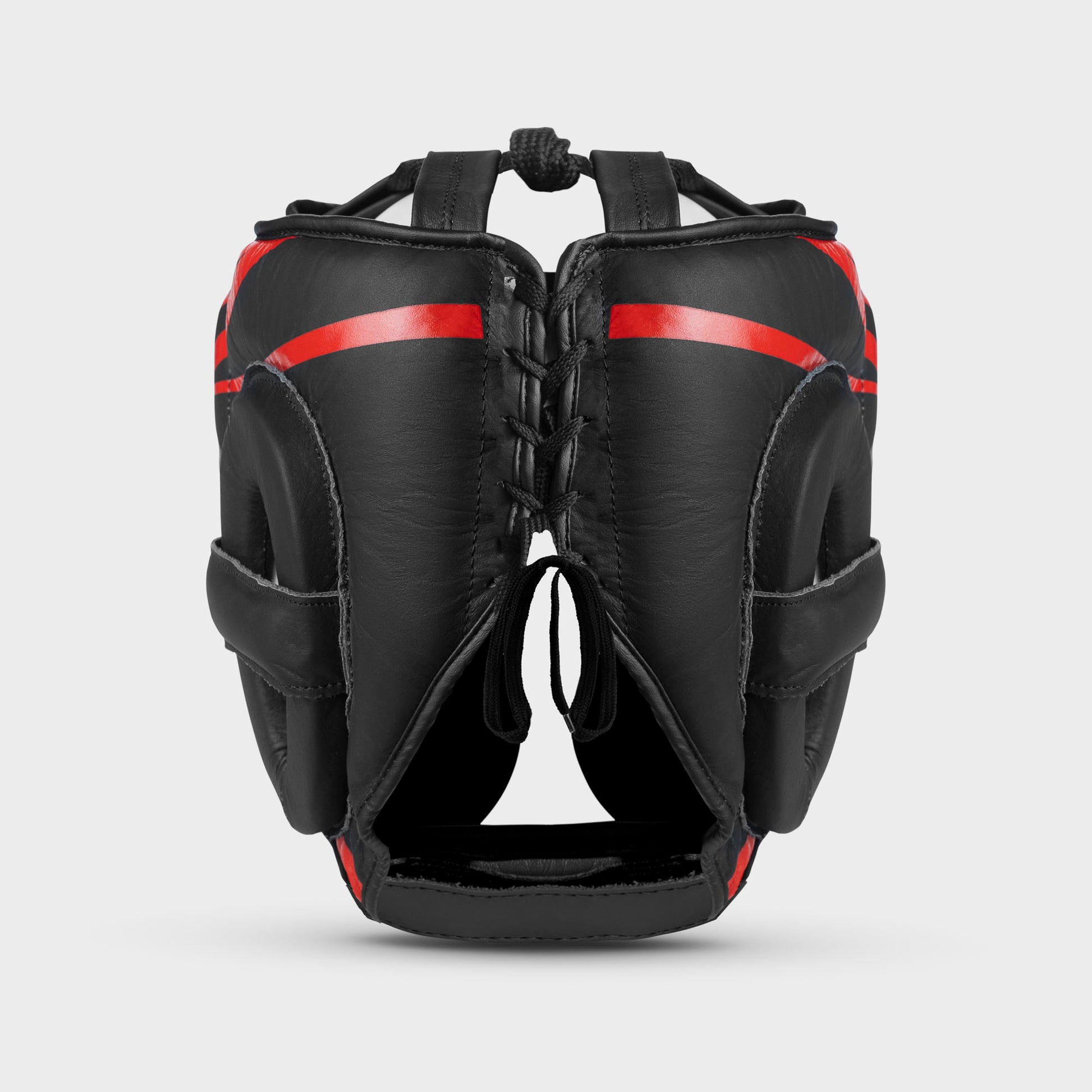 Caschetto da boxe parazigomi in vera pelle - spikes, nero opaco/rosso