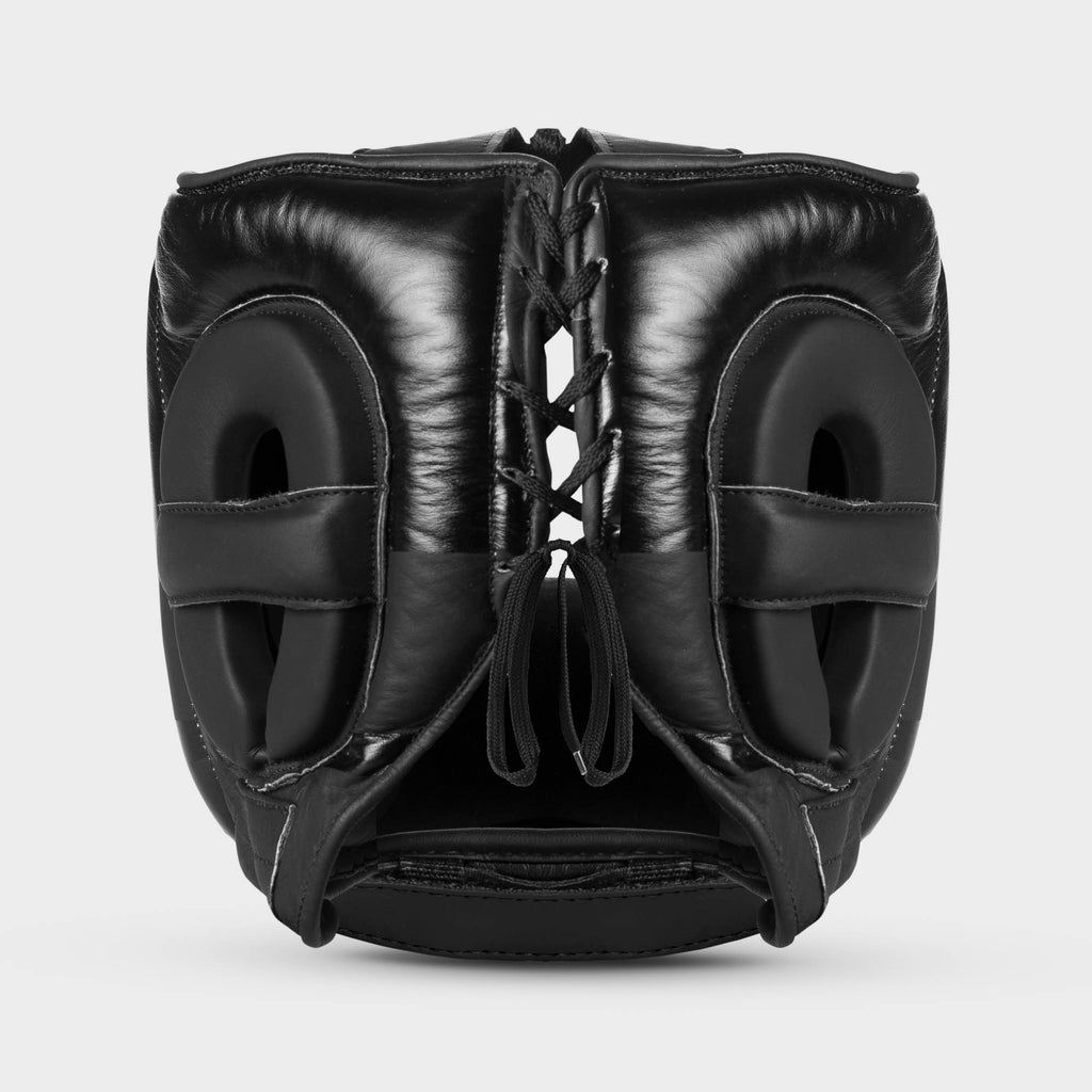 Caschetto da boxe facebar con barra paranaso in vera pelle - arrow, nero opaco/nero lucido