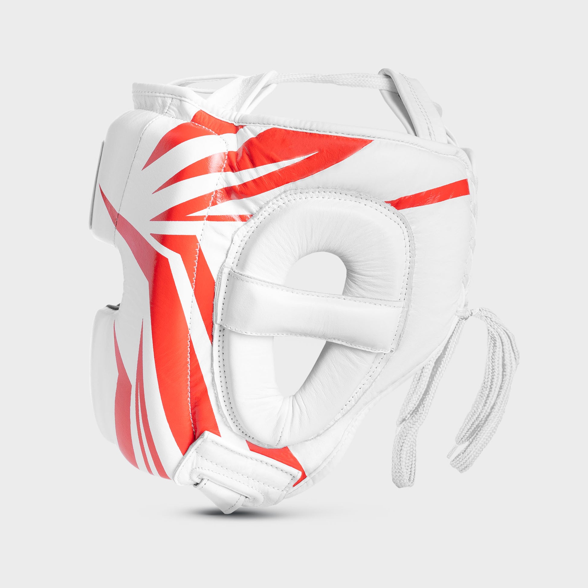 Caschetto da boxe parazigomi in vera pelle - spikes, bianco/rosso