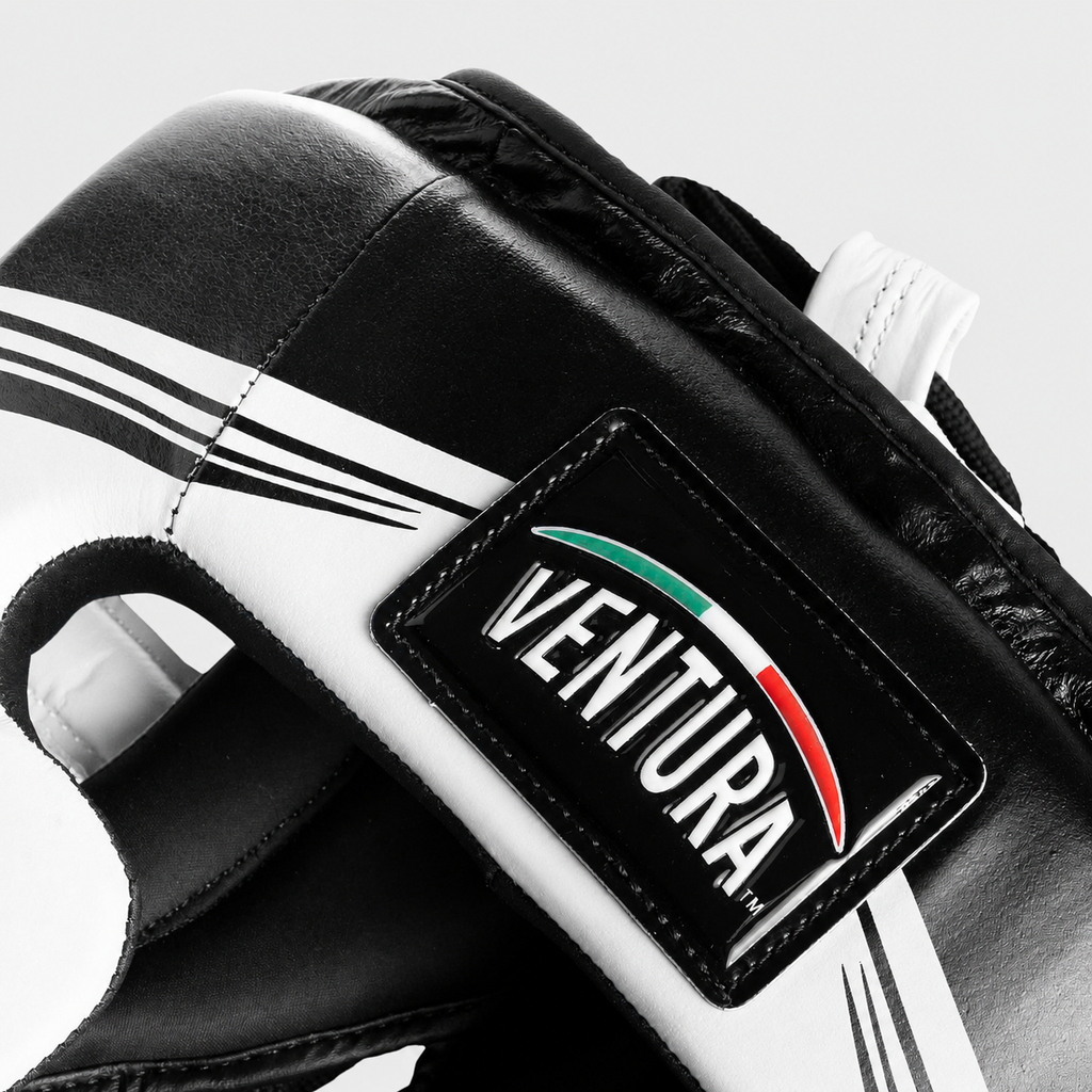 Caschetto da boxe parazigomi in vera pelle - arrow, nero/bianco
