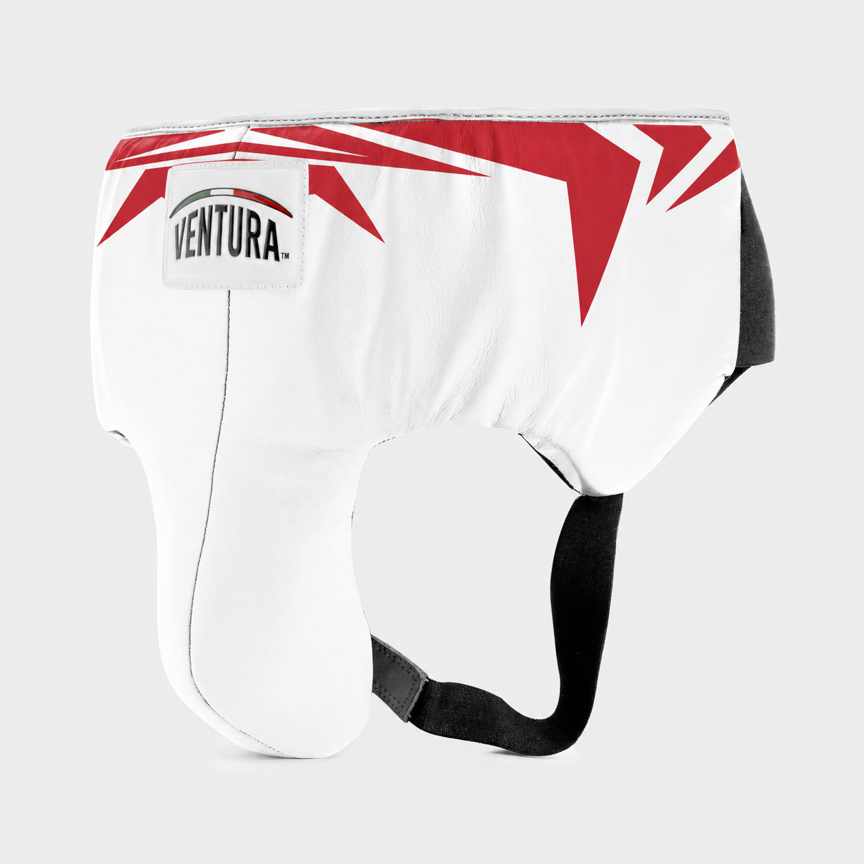 Conchiglia protettiva da boxe in vera pelle - spikes, bianco/rosso