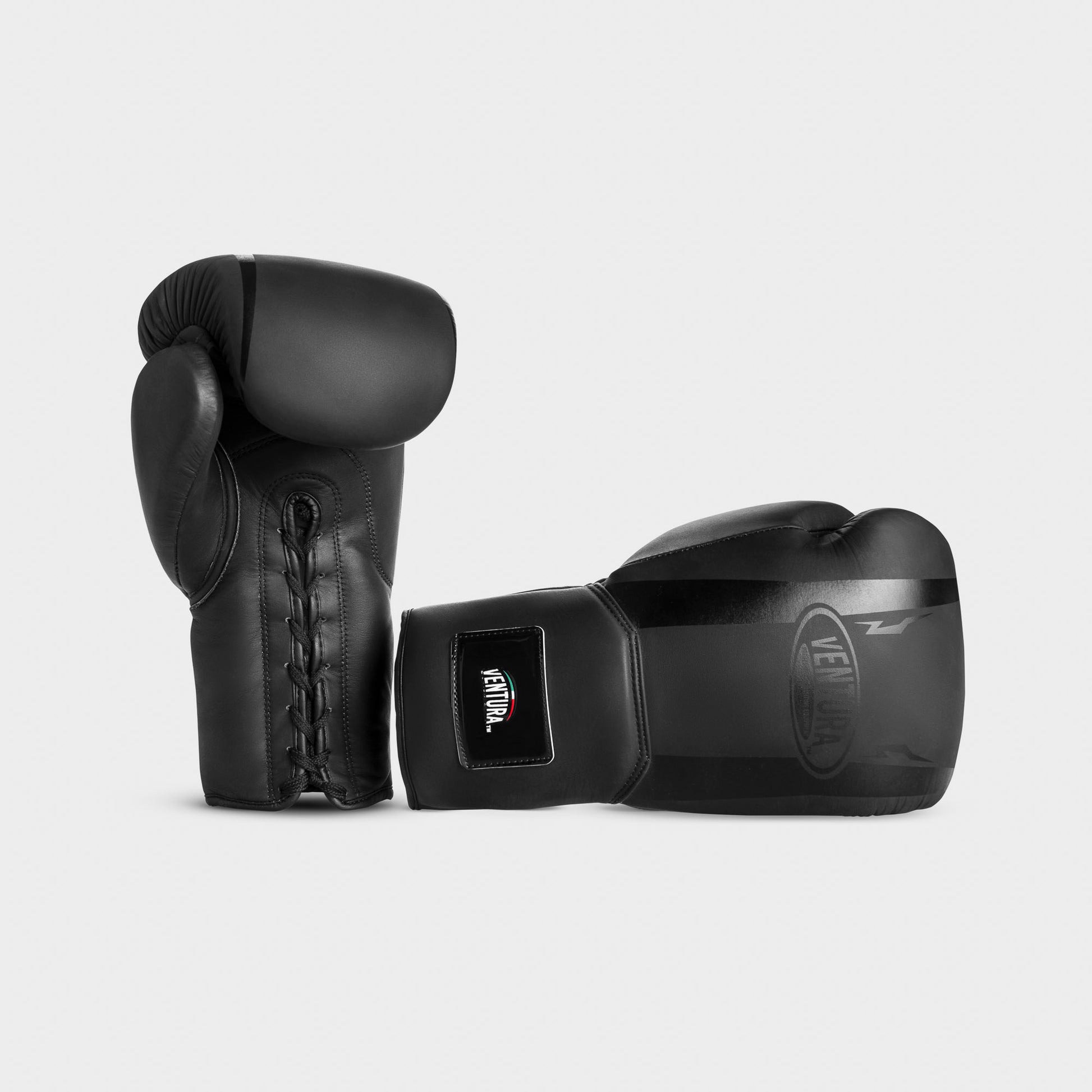 Guantoni da boxe con lacci in vera pelle - arrow, nero opaco/nero lucido