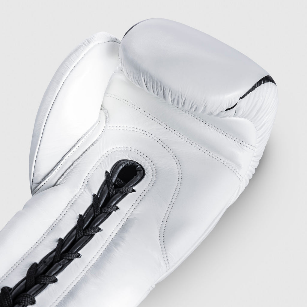Guantoni da boxe con lacci in vera pelle - arrow, nero/bianco
